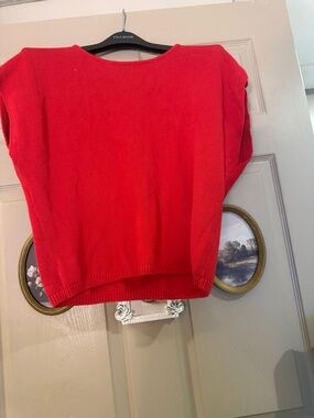 Rachel Zoe Red Knit Pullover with Gold Buttons